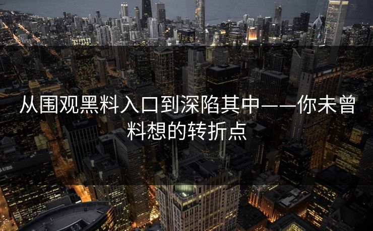 从围观黑料入口到深陷其中——你未曾料想的转折点