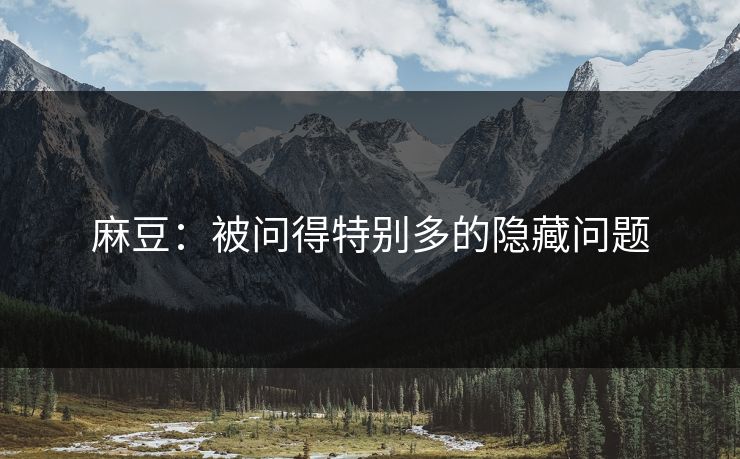 麻豆：被问得特别多的隐藏问题