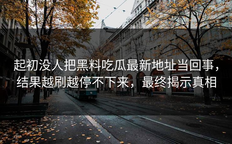 起初没人把黑料吃瓜最新地址当回事，结果越刷越停不下来，最终揭示真相