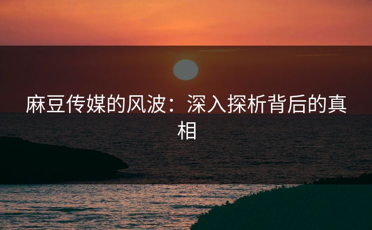 麻豆传媒的风波：深入探析背后的真相