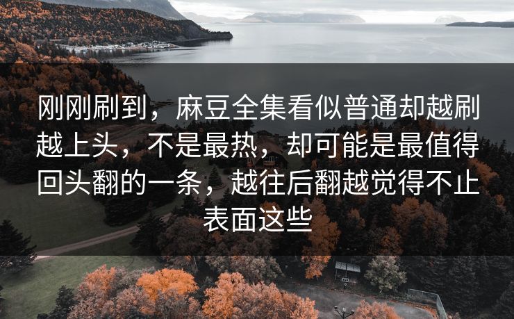 刚刚刷到，麻豆全集看似普通却越刷越上头，不是最热，却可能是最值得回头翻的一条，越往后翻越觉得不止表面这些