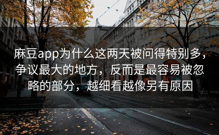麻豆app为什么这两天被问得特别多，争议最大的地方，反而是最容易被忽略的部分，越细看越像另有原因