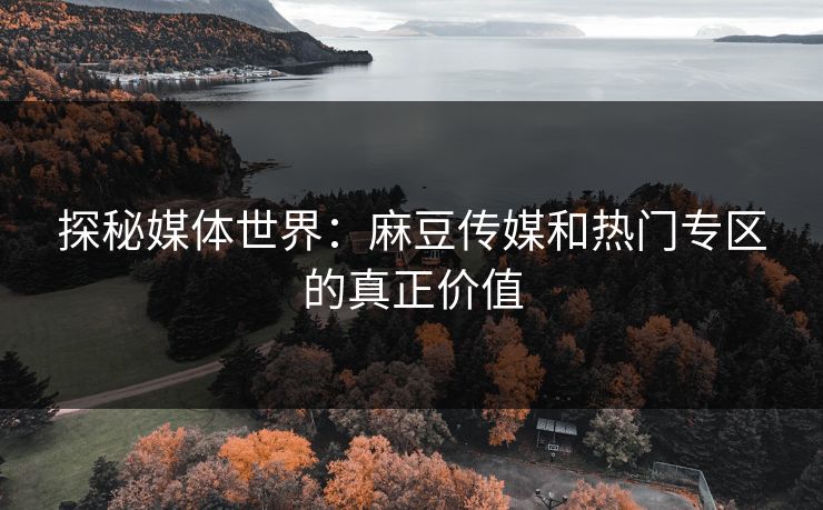 探秘媒体世界：麻豆传媒和热门专区的真正价值