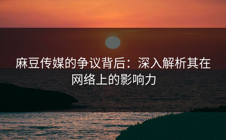 麻豆传媒的争议背后:深入解析其在网络上的影响力
