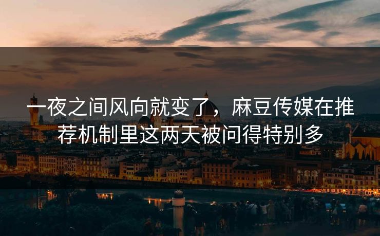 一夜之间风向就变了,麻豆传媒在推荐机制里这两天被问得特别多