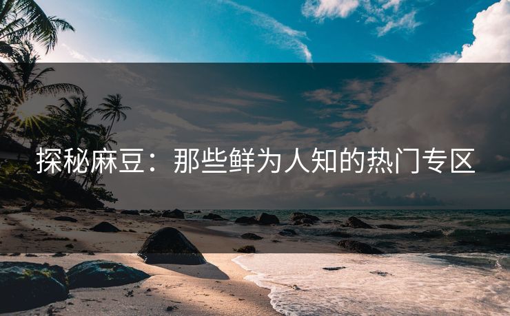 探秘麻豆:那些鲜为人知的热门专区